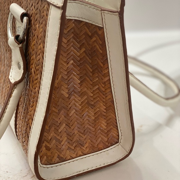 Michael KORS Rattan wicker handbag purse white leather trim straps. - Picture 9 of 10